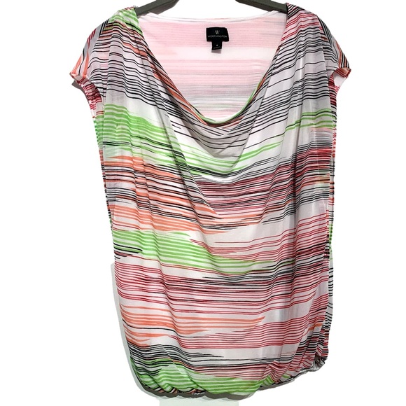 Worthington Striped Cowl Neck Drape Blouse - Picture 1 of 8